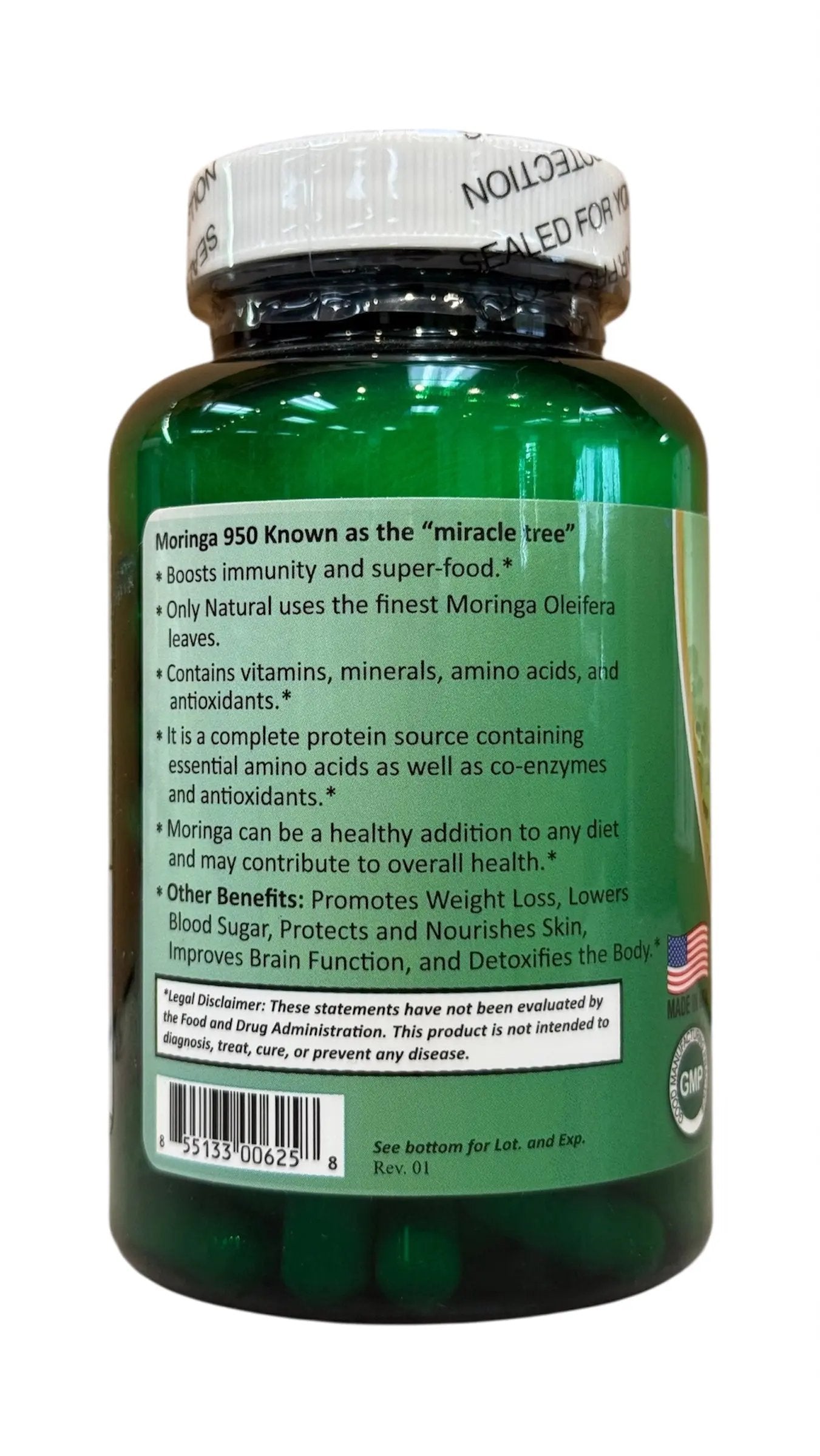 Organic Moringa 950 - 1100 mg (90 capsules) - Cây Chùm Ngây US Nutrilab Corp.