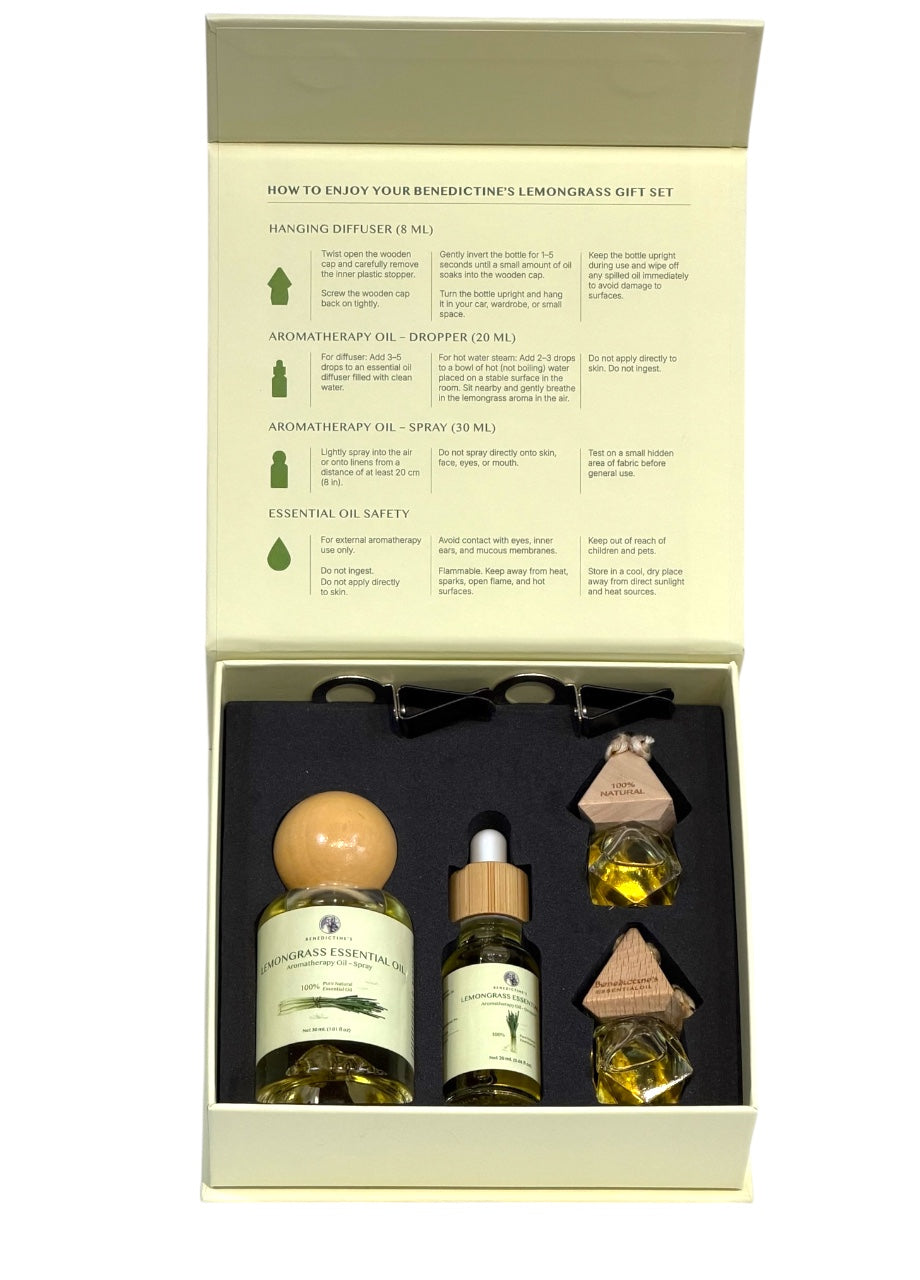 Lemongrass Essential Oil – Aromatherapy Gift Set (4 pcs) Tu Luc International Inc