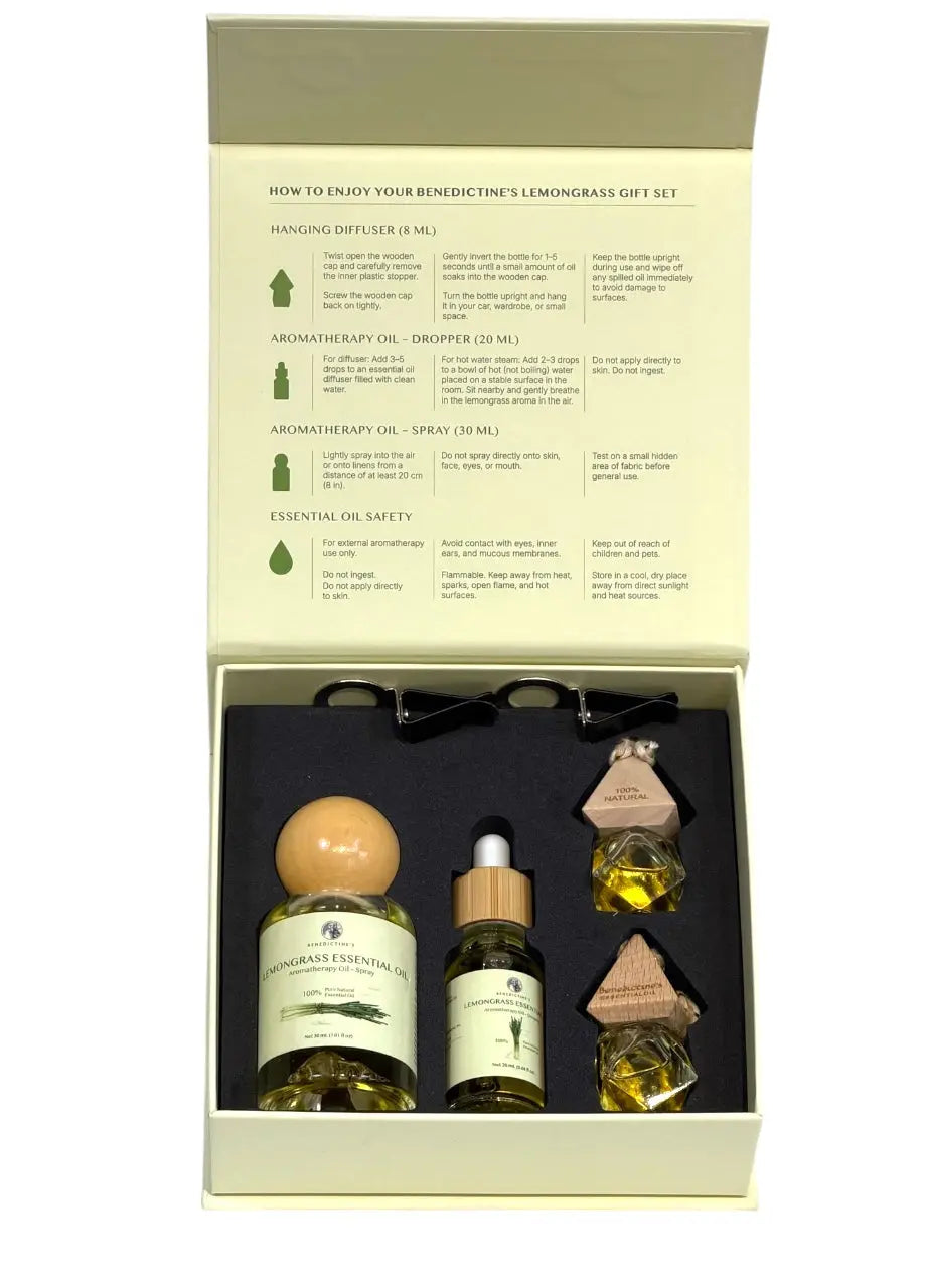 Lemongrass Essential Oil – Aromatherapy Gift Set (4 pcs) Tu Luc International Inc