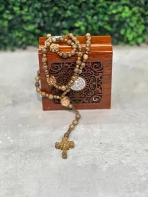TB. Chuỗi Tràng Hạt Trầm Hương Mân Côi (Tràng Hạt + Thánh Giá)