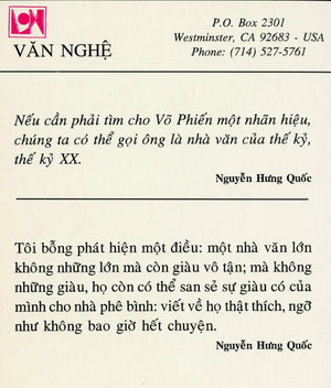 Võ Phiến (Nguyễn Hưng Quốc) Văn Nghệ