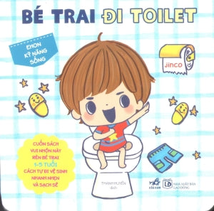 Ehon Kỹ Năng Sống - Bé Trai Đi Toilet (Board Book, Giấy Cứng, Bìa Cứng).